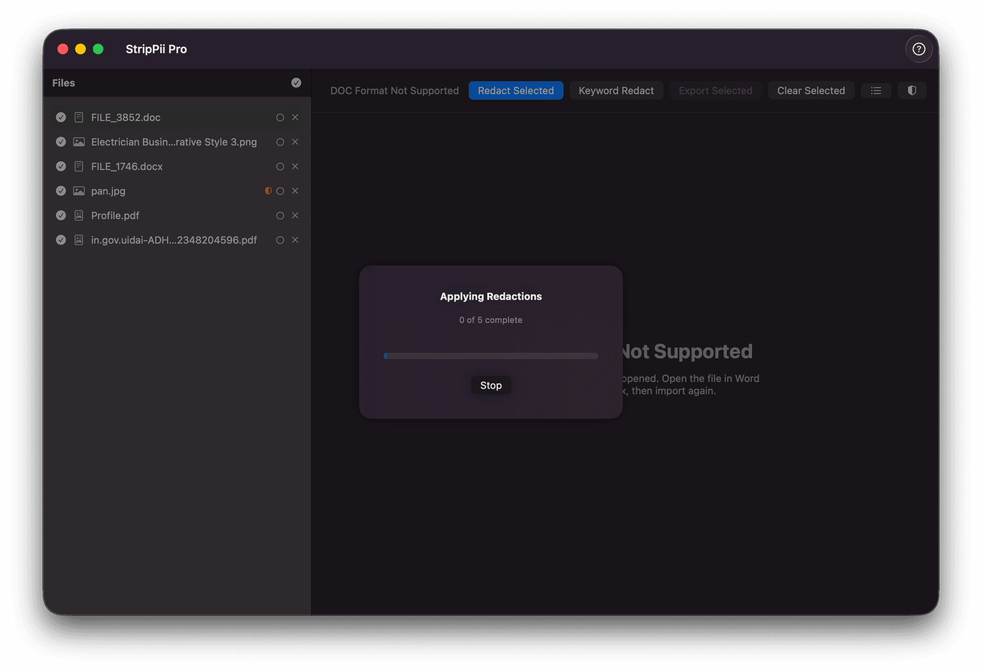 StripPii cleaning many files at once